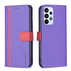 Custodia Portafoglio In Pelle Cover con Supporto B13F per Samsung Galaxy A23 5G Viola