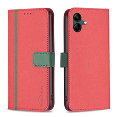 Custodia Portafoglio In Pelle Cover con Supporto B13F per Samsung Galaxy M04 Rosso