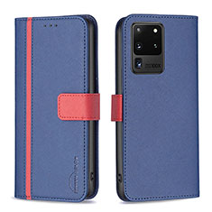 Custodia Portafoglio In Pelle Cover con Supporto B13F per Samsung Galaxy S20 Ultra 5G Blu