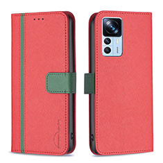 Custodia Portafoglio In Pelle Cover con Supporto B13F per Xiaomi Redmi K50 Ultra 5G Rosso