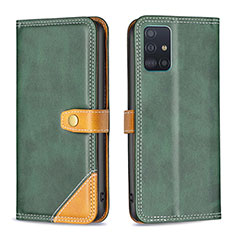 Custodia Portafoglio In Pelle Cover con Supporto B14F per Samsung Galaxy A51 4G Verde