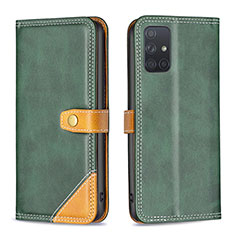 Custodia Portafoglio In Pelle Cover con Supporto B14F per Samsung Galaxy A71 5G Verde