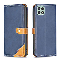 Custodia Portafoglio In Pelle Cover con Supporto B14F per Samsung Galaxy F42 5G Blu