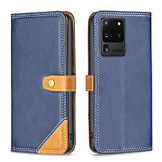 Custodia Portafoglio In Pelle Cover con Supporto B14F per Samsung Galaxy S20 Ultra Blu