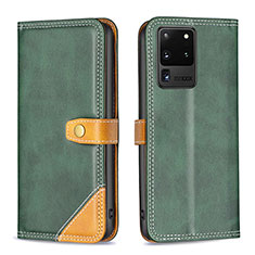 Custodia Portafoglio In Pelle Cover con Supporto B14F per Samsung Galaxy S20 Ultra Verde