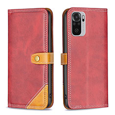 Custodia Portafoglio In Pelle Cover con Supporto B14F per Xiaomi Poco M5S Rosso