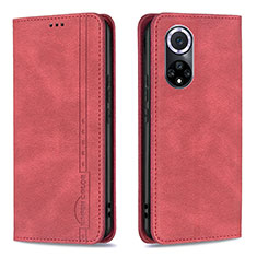Custodia Portafoglio In Pelle Cover con Supporto B15F per Huawei Honor 50 5G Rosso