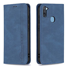 Custodia Portafoglio In Pelle Cover con Supporto B15F per Samsung Galaxy M11 Blu