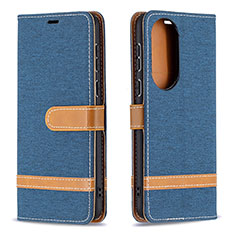 Custodia Portafoglio In Pelle Cover con Supporto B16F per Huawei P50 Pro Blu