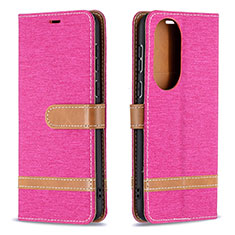 Custodia Portafoglio In Pelle Cover con Supporto B16F per Huawei P50 Pro Rosa Caldo