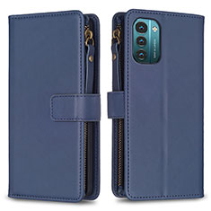 Custodia Portafoglio In Pelle Cover con Supporto B16F per Nokia G21 Blu