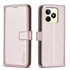 Custodia Portafoglio In Pelle Cover con Supporto B16F per Realme C51 Rosa