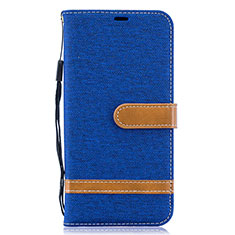 Custodia Portafoglio In Pelle Cover con Supporto B16F per Samsung Galaxy A10 Blu