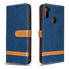 Custodia Portafoglio In Pelle Cover con Supporto B16F per Samsung Galaxy A11 Blu Notte