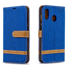 Custodia Portafoglio In Pelle Cover con Supporto B16F per Samsung Galaxy A20 Blu