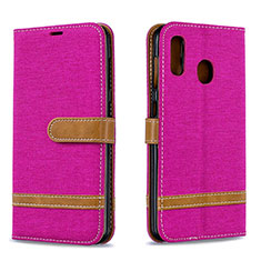 Custodia Portafoglio In Pelle Cover con Supporto B16F per Samsung Galaxy A20 Rosa Caldo