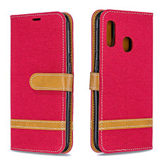 Custodia Portafoglio In Pelle Cover con Supporto B16F per Samsung Galaxy A20e Rosso