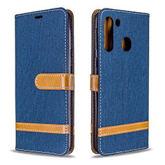 Custodia Portafoglio In Pelle Cover con Supporto B16F per Samsung Galaxy A21 Blu Notte