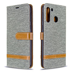 Custodia Portafoglio In Pelle Cover con Supporto B16F per Samsung Galaxy A21 Grigio