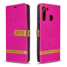 Custodia Portafoglio In Pelle Cover con Supporto B16F per Samsung Galaxy A21 Rosa Caldo