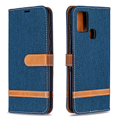 Custodia Portafoglio In Pelle Cover con Supporto B16F per Samsung Galaxy A21s Blu Notte