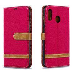 Custodia Portafoglio In Pelle Cover con Supporto B16F per Samsung Galaxy A30 Rosso