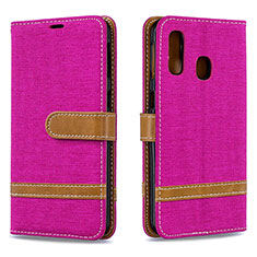 Custodia Portafoglio In Pelle Cover con Supporto B16F per Samsung Galaxy A40 Rosa Caldo