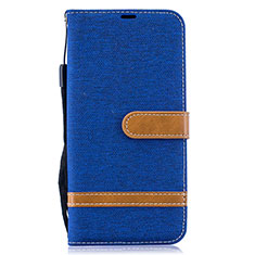 Custodia Portafoglio In Pelle Cover con Supporto B16F per Samsung Galaxy A50 Blu
