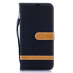 Custodia Portafoglio In Pelle Cover con Supporto B16F per Samsung Galaxy A50 Nero