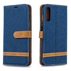 Custodia Portafoglio In Pelle Cover con Supporto B16F per Samsung Galaxy A70 Blu Notte