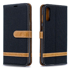 Custodia Portafoglio In Pelle Cover con Supporto B16F per Samsung Galaxy A70 Nero