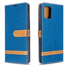 Custodia Portafoglio In Pelle Cover con Supporto B16F per Samsung Galaxy A71 4G A715 Blu