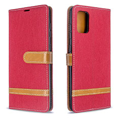 Custodia Portafoglio In Pelle Cover con Supporto B16F per Samsung Galaxy A71 5G Rosso