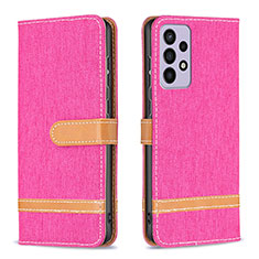 Custodia Portafoglio In Pelle Cover con Supporto B16F per Samsung Galaxy A73 5G Rosa Caldo