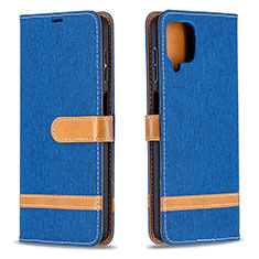 Custodia Portafoglio In Pelle Cover con Supporto B16F per Samsung Galaxy F12 Blu