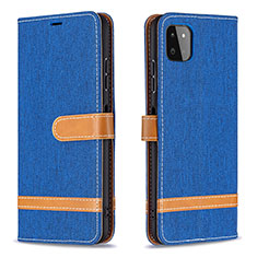 Custodia Portafoglio In Pelle Cover con Supporto B16F per Samsung Galaxy F42 5G Blu