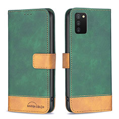 Custodia Portafoglio In Pelle Cover con Supporto B16F per Samsung Galaxy M02s Verde