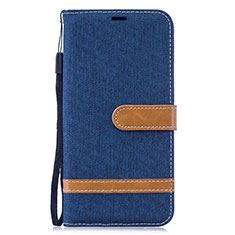 Custodia Portafoglio In Pelle Cover con Supporto B16F per Samsung Galaxy M10 Blu Notte