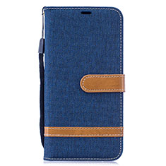 Custodia Portafoglio In Pelle Cover con Supporto B16F per Samsung Galaxy M20 Blu Notte