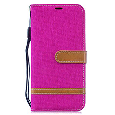 Custodia Portafoglio In Pelle Cover con Supporto B16F per Samsung Galaxy M20 Rosa Caldo