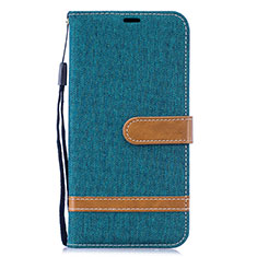 Custodia Portafoglio In Pelle Cover con Supporto B16F per Samsung Galaxy M20 Verde