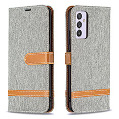 Custodia Portafoglio In Pelle Cover con Supporto B16F per Samsung Galaxy Quantum2 5G Grigio