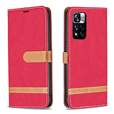 Custodia Portafoglio In Pelle Cover con Supporto B16F per Xiaomi Mi 11i 5G (2022) Rosso