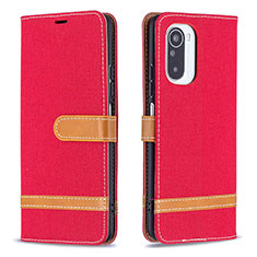 Custodia Portafoglio In Pelle Cover con Supporto B16F per Xiaomi Mi 11X 5G Rosso