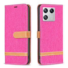 Custodia Portafoglio In Pelle Cover con Supporto B16F per Xiaomi Mi 13 Pro 5G Rosa Caldo