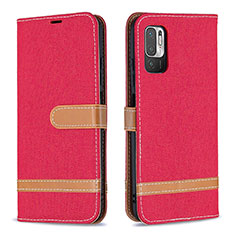 Custodia Portafoglio In Pelle Cover con Supporto B16F per Xiaomi POCO M3 Pro 5G Rosso