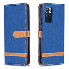 Custodia Portafoglio In Pelle Cover con Supporto B16F per Xiaomi Poco M4 Pro 5G Blu