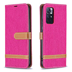 Custodia Portafoglio In Pelle Cover con Supporto B16F per Xiaomi Poco M4 Pro 5G Rosa Caldo