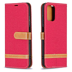Custodia Portafoglio In Pelle Cover con Supporto B16F per Xiaomi Poco M5S Rosso