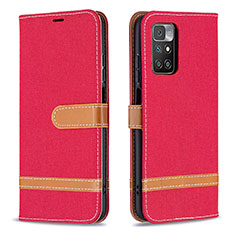 Custodia Portafoglio In Pelle Cover con Supporto B16F per Xiaomi Redmi 10 (2022) Rosso